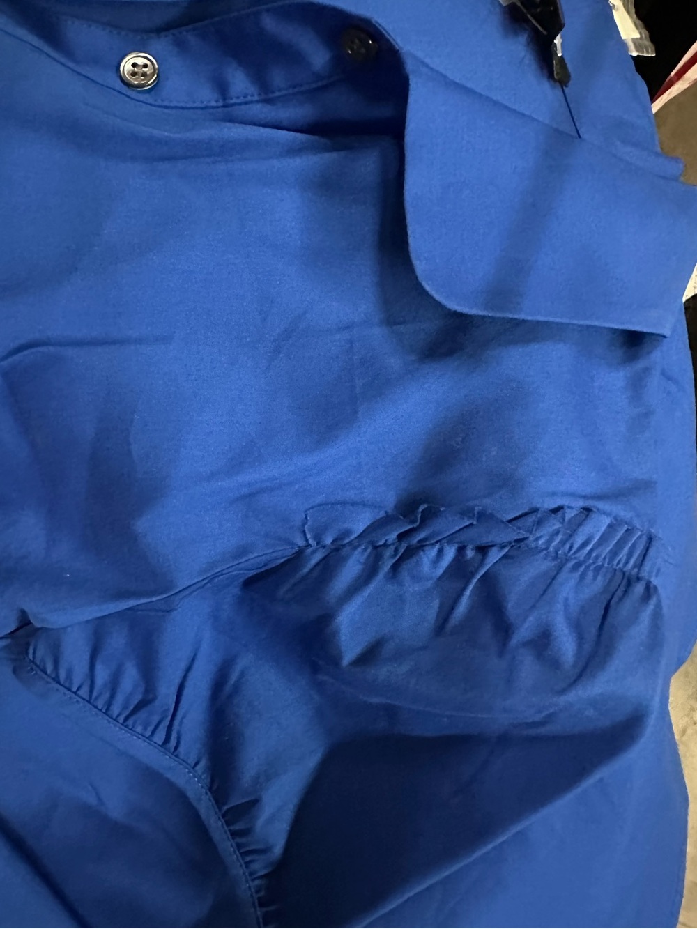 Theory Alegria Blouse Small NWT Azul Blue Cap Sleeve 3-Button Collared Top - Picture 7 of 7